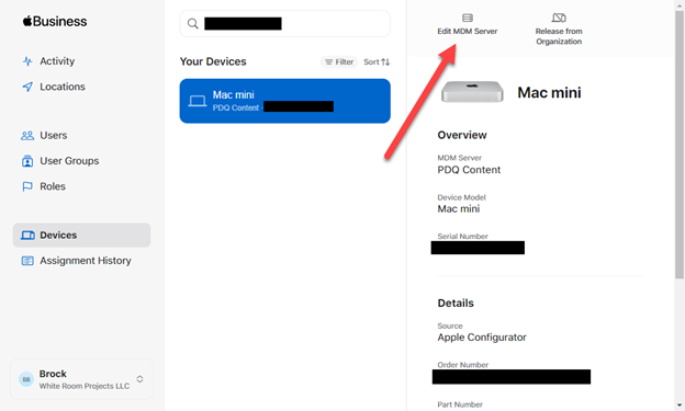 Click Edit MDM Server within Apple Business Manager