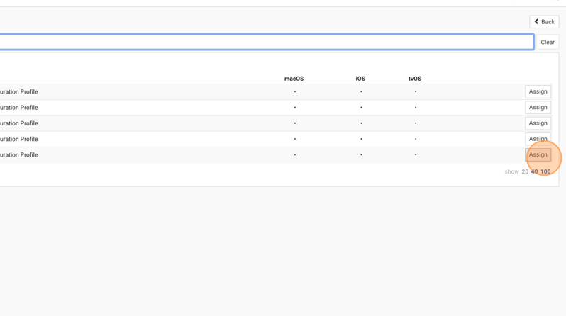 Screenshot of SimpleMDM showing the Assign button. 